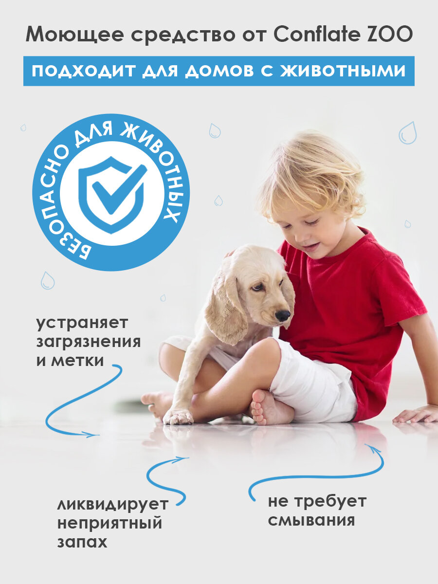 Средство для мытья полов Conflate ZOO и лотков животных, нейтрализатор запахов, 1л Аквабаланс — фото 1