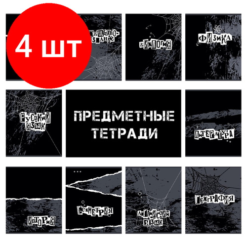 тетрадь предметная набор 1 school панк 48л а5 10 предметов Комплект 4 наб, Тетрадь предметная набор №1 School Панк 48л А5 10 предметов