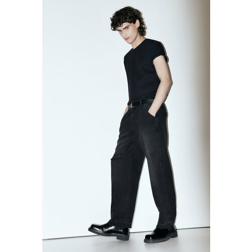 Джинсы Befree, размер 30/176, черный мужские джинсы серые рваные зауженные джинсы в стиле ретро винтажные дизайнерские эластичные брюки из денима в стиле панк