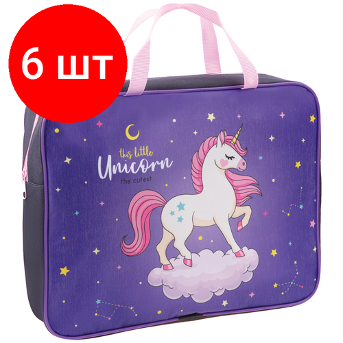 Комплект 6 шт, Папка с ручками А4 ArtSpace Unicorn, полиэстер, на молнии, 70мм папка с ручками а4 artspace best game полиэстер на молнии 70мм арт 317037