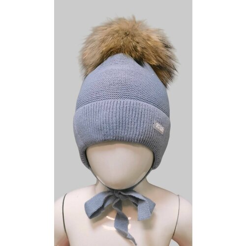 фото Шапка бини мегашапка, размер 38-40, голубой