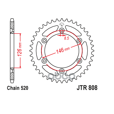 Звезда Мотоциклетная Jt Jtr808.46 JT Sprockets арт. JTR80846