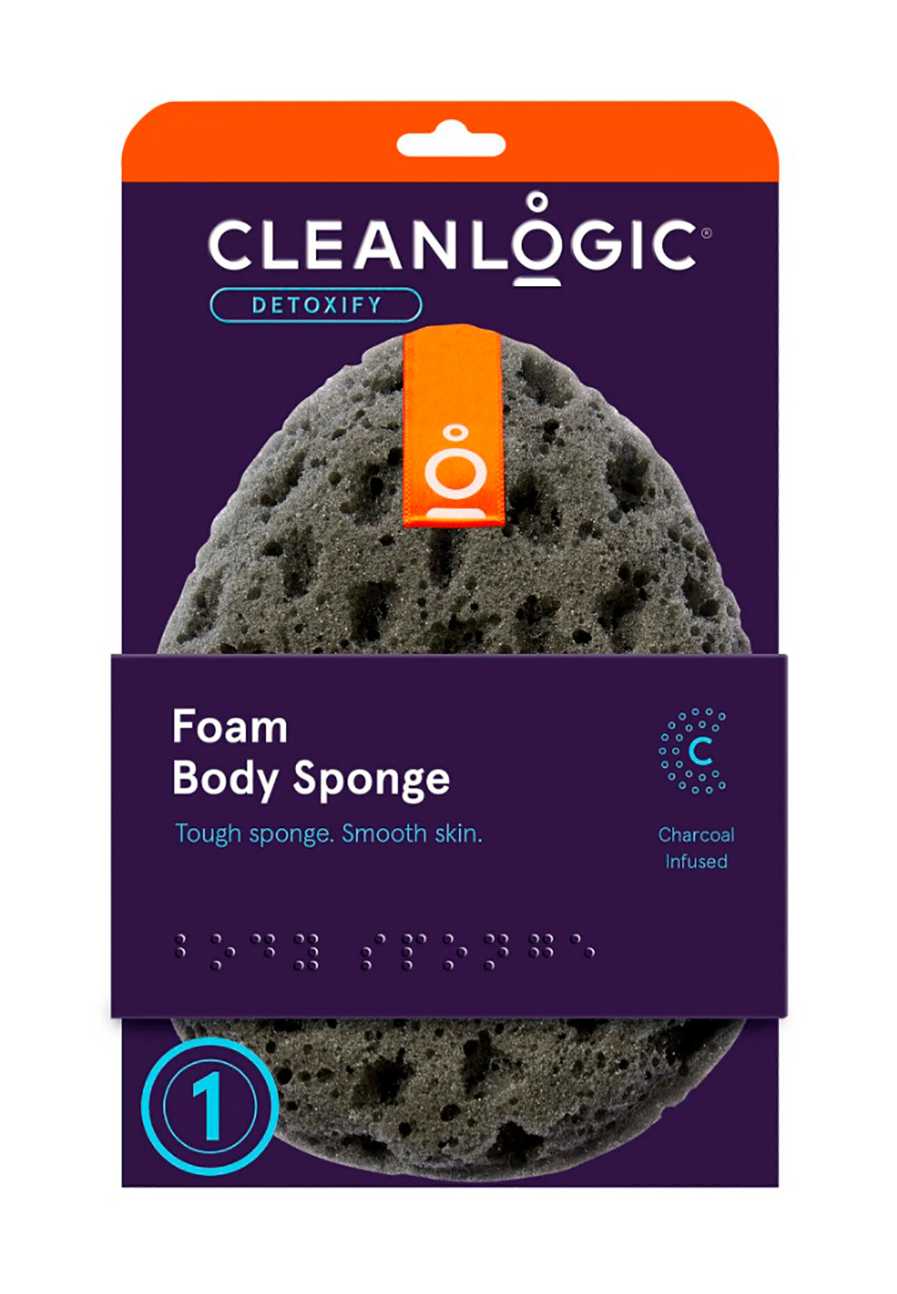 CLEANLOGIC Спонж для тела, 1 шт. черный цвет