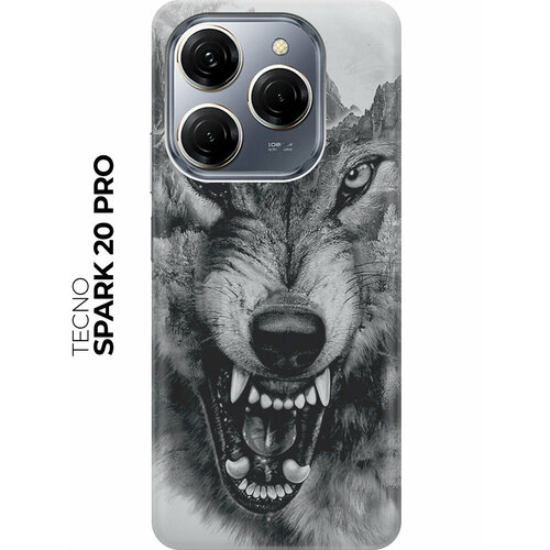 фото Силиконовый чехол на tecno spark 20 pro / техно спарк 20 про с рисунком "волк в горах" bestluck