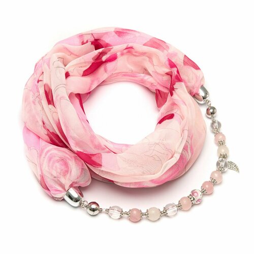 фото Платок foxtrot,80х80 см, розовый, белый