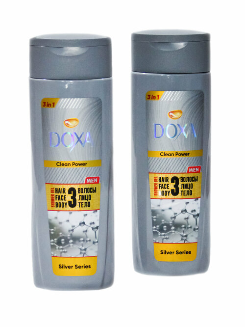 Гель для душа 3в1 для лица, тела и волос Doxa 2х400мл. Silver series