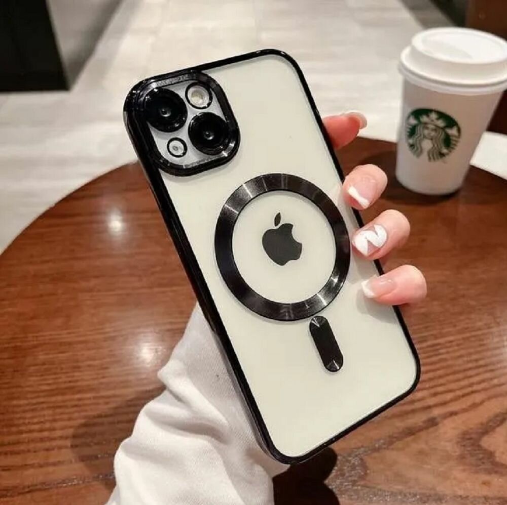 Чехол на iPhone 13 Magsafe с защитой для камеры черный