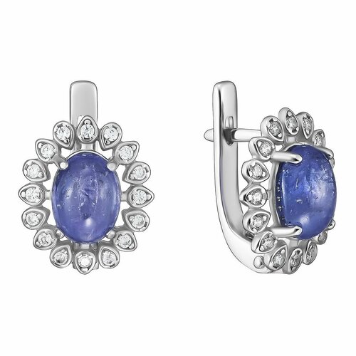 Серьги UVI Ювелирочка, серебро, 925 проба, родирование, танзанит, фианит, фиолетовый, бесцветный
