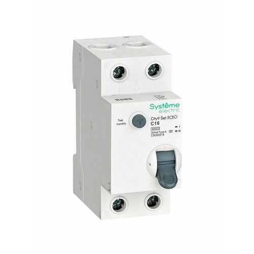 city9 set авт выкл диф тока авдт 1p n с 10а 4 5ka 30ма тип a 230в schneider electric c9d55610 1 шт Дифференциальный автомат (АВДТ) 1P+N С 16А 6kA 30мА Тип-A 230В Systeme Electric City9 Set C9D65616