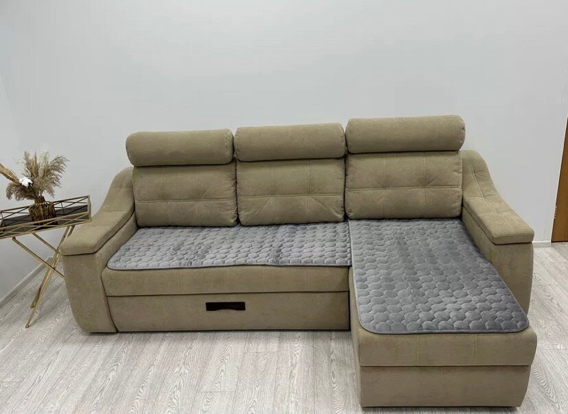 Дивандек накидка на диван угловой и кресло, 3 полотна: 90х210-1шт, 90х160-2шт, чехлы для мебели, покрывало на угловой диван