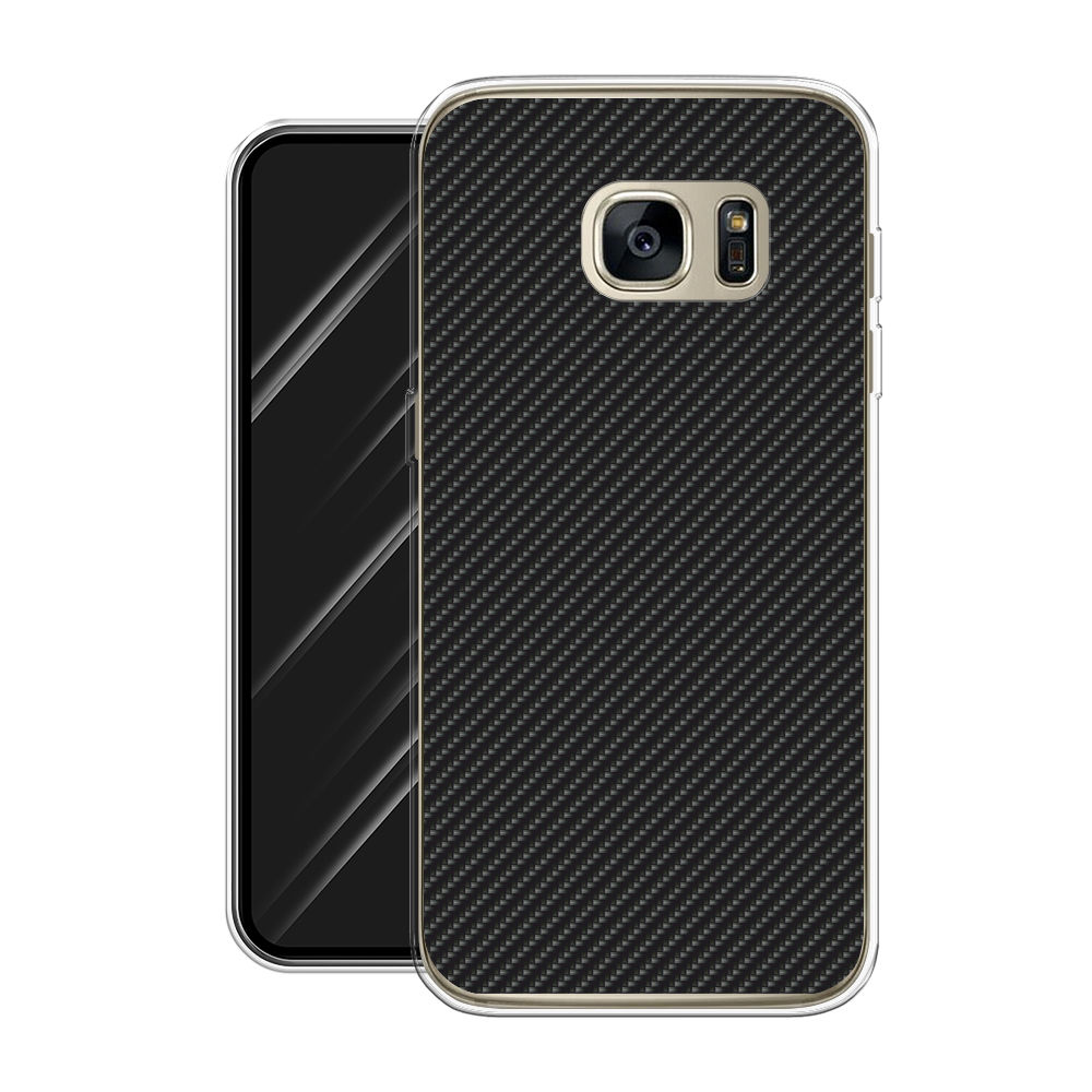 Силиконовый чехол на Samsung Galaxy S7 edge / Самсунг Галакси S7 edge "Черный карбон"