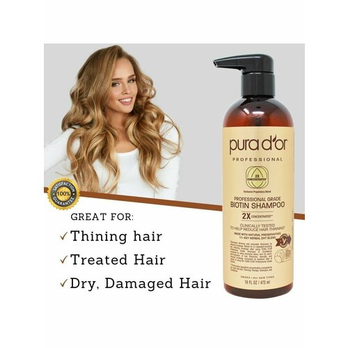 PURA DOR Шампунь для роста волос с биотином 473 мл 7500₽