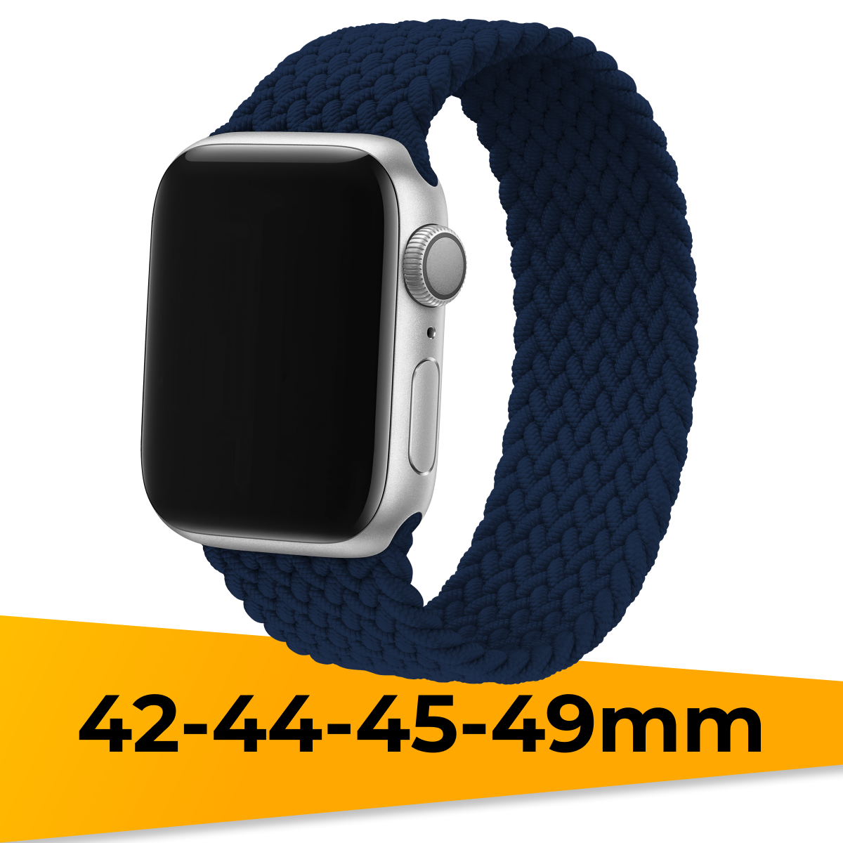 Нейлоновый плетеный монобраслет на Apple Watch 1-9 SE Ultra 42-44-45-49 mm / Тканевый ремешок (155 мм) для Эпл Вотч 1-9 СE Ультра / Серый