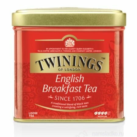 Чай черный Twinings "English Breakfast Tea" листовой жестяная банка, 100 г