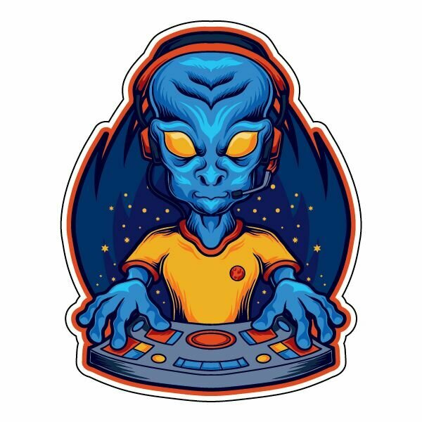 Наклейка DJ Alien / диджей инопланетянин 12х15 см
