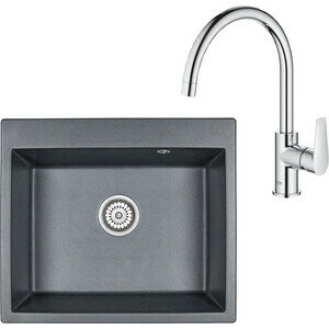 Кухонная мойка и смеситель Granula GR-6001 шварц, Grohe BauEdge 31367001