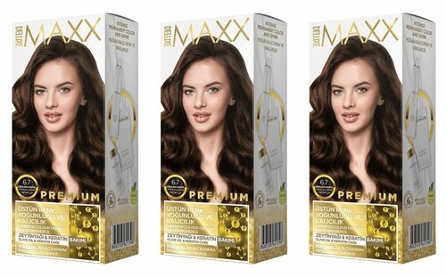 MAXX DELUXE Краска для волос Premium, тон 6.7 Шоколадный кофе, 110 г, 3 шт