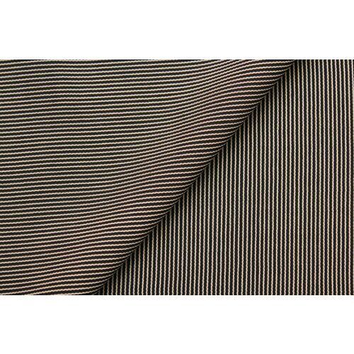 Ткань костюмная стрейч Marlane бежевая полоска на чёрном, ш142см, 0,5 м