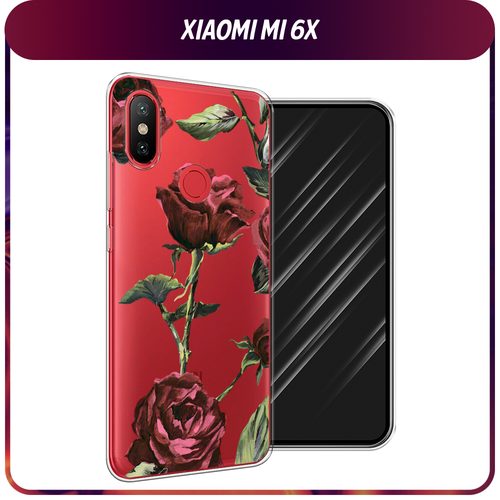 Силиконовый чехол на Xiaomi Mi 6X/A2 / Сяоми Mi 6X/A2 Бордовые розы фон, прозрачный силиконовый чехол на xiaomi mi 6x a2 сяоми mi 6x a2 совет свой себе посоветуй прозрачный