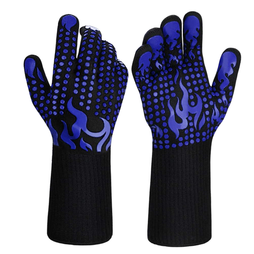 Хозяйственные огнеупорные перчатки F-MAX из арамида для защиты рук от воздействия высоких температур, черно-синий огнеупорные перчатки из коровьей кожи термостойкие огнеупорные перчатки для защиты рук спасателей