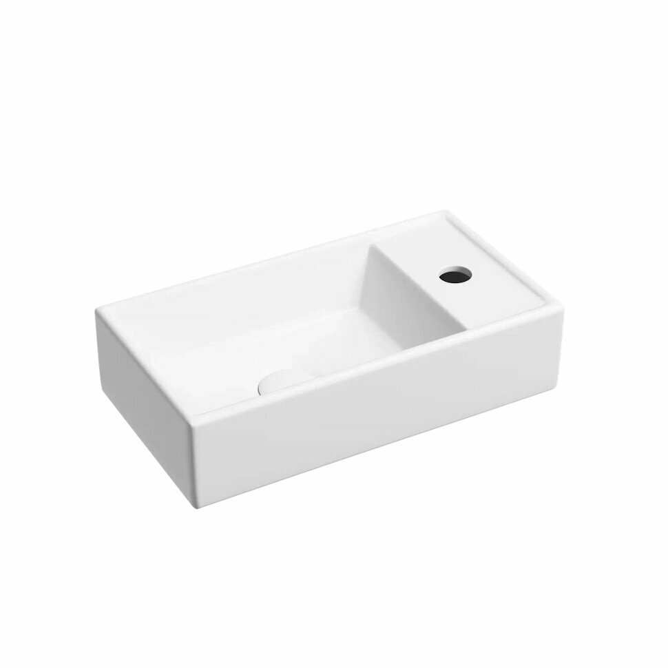 фото Раковина 40,7х21,7х10 CERAMICA NOVA ELEMENT, отверстие под смеситель справа, белый матовый. CN6051LMW