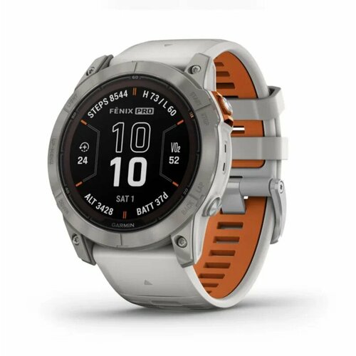 Спортивные часы GARMIN Fenix 7X Pro Sapphire Solar Edition Титановый корпус с дымчато-серым оранжевым ремешком 010-02778-14 11379000₽