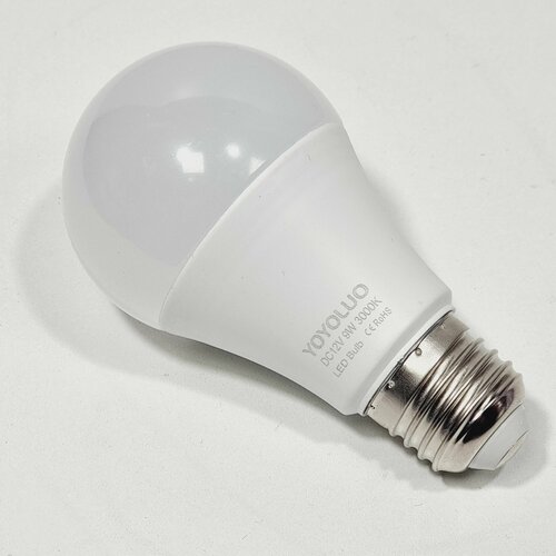 Лампа светодиодная LED E27 12 вольт 9W 3000K