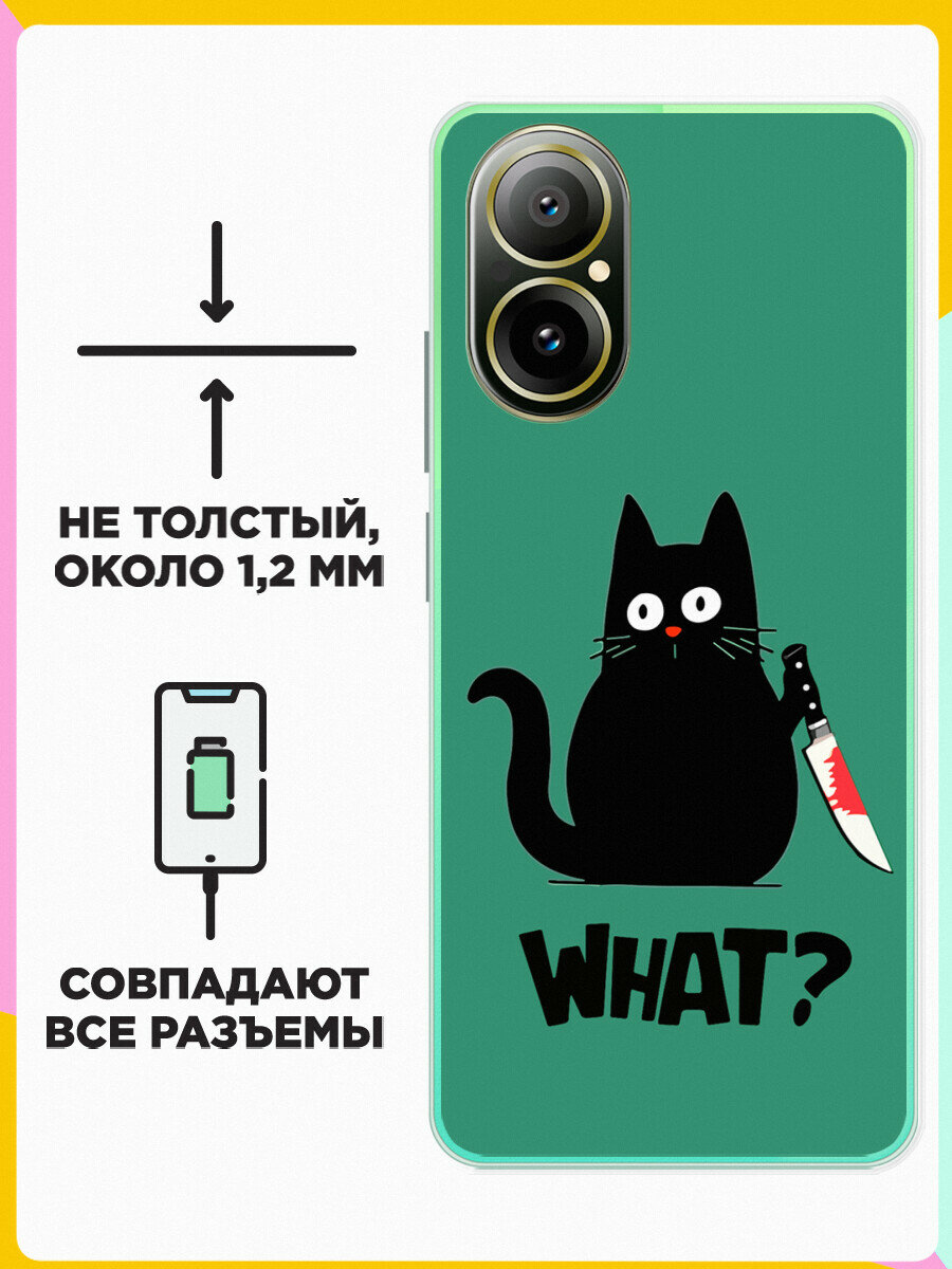 Силиконовый чехол на Realme C67 4G What? / для Реалми Ц67 4Джи — фото 1