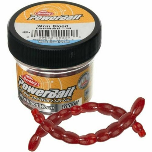 Приманка силиконовая Berkley PowerBait Maxi Blood Worm 100 шт мотыль крупный