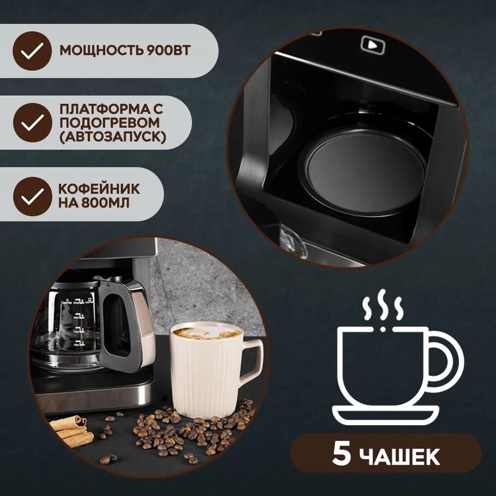 OULEMEI Автоматическая кофемашина CGM503HB, черный, серебристый - фотография № 4