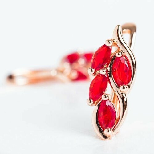 Серьги , искусственный камень, красный