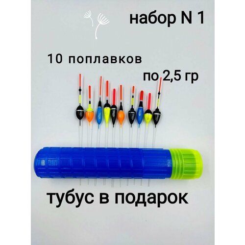 Поплавок для рыбалки. Набор№1 10шт. 2.5гр. подарок Тубус. набор поплавков для рыбалки 10шт поплавок рыболовный длинна 18см вес 5 гр