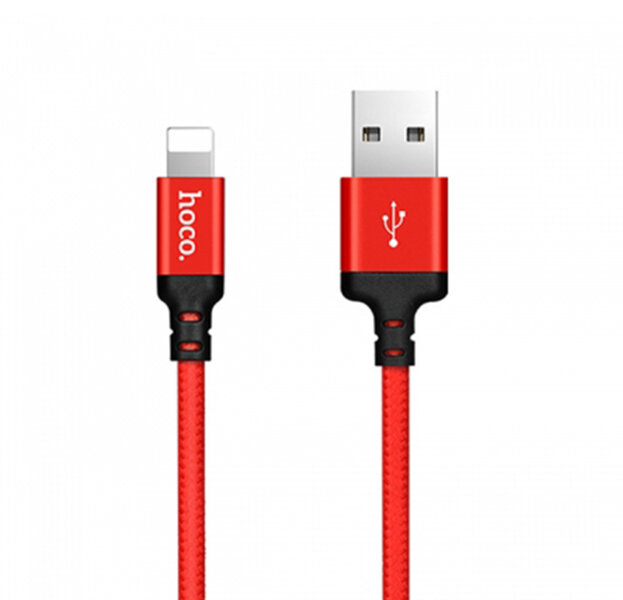 Красный усиленный USB-кабель Lightning Hoco X14 1m