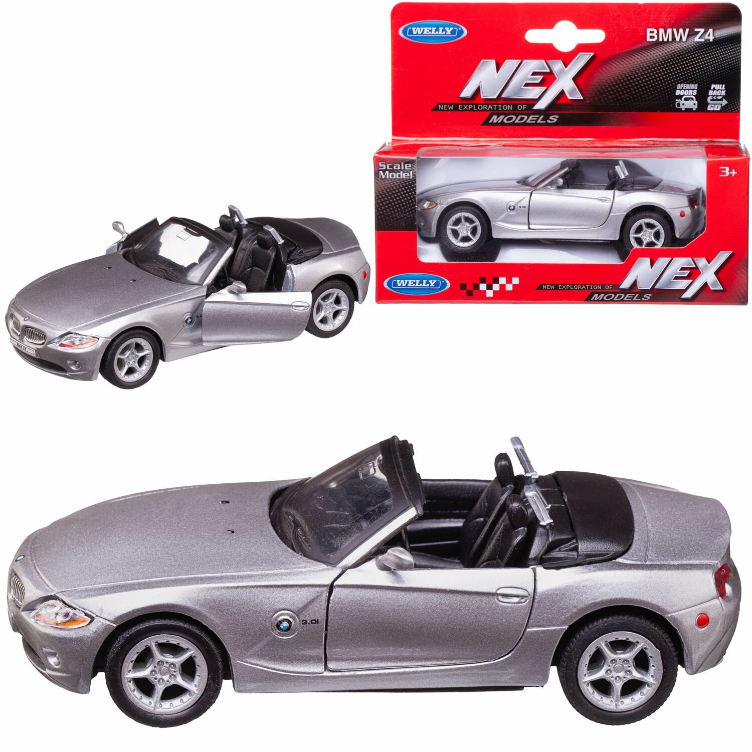 Машинка Welly 1:38 BMW Z4 (Convertible) серая 42328C-W/серая