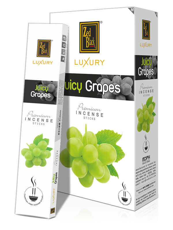 фото Luxury JUICY GRAPES Premium Incense Sticks, Zed Black (Лакшери сочный виноград премиум благовония палочки, Зед Блэк), уп. 15 г.