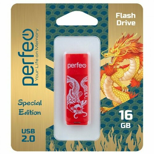 USB 2.0 накопитель C04 16GB Red Koi Fish флэш диск usb perfeo 32gb c04 red koi fish pf c04rkf032