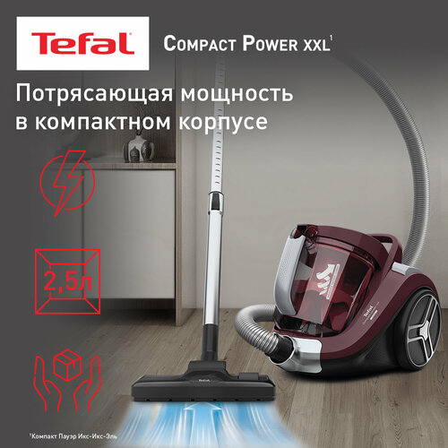 пылесос с контейнером для пыли tefal compact power xxl tw4873ea Пылесос Tefal Compact Power XXL TW4873, красный/черный