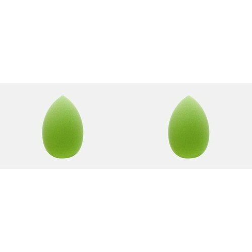 Singi Спонж косметический в упаковке, для макияжа лица, яйцо, цвет зелёный, 6 см, 2 штуки.