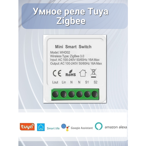 Умное реле Tuya Zigbee 16А работает с Яндекс Алисой через шлюз ZigBee умное реле zigbee на 1 линию без нуля работает с алисой