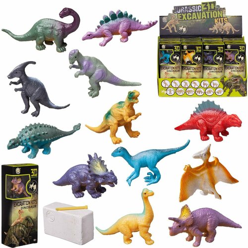 Набор для опытов Набор раскопок из гипса с двумя фигурками динозавров дисплей 12 шт - Junfa WA-D8425 330₽