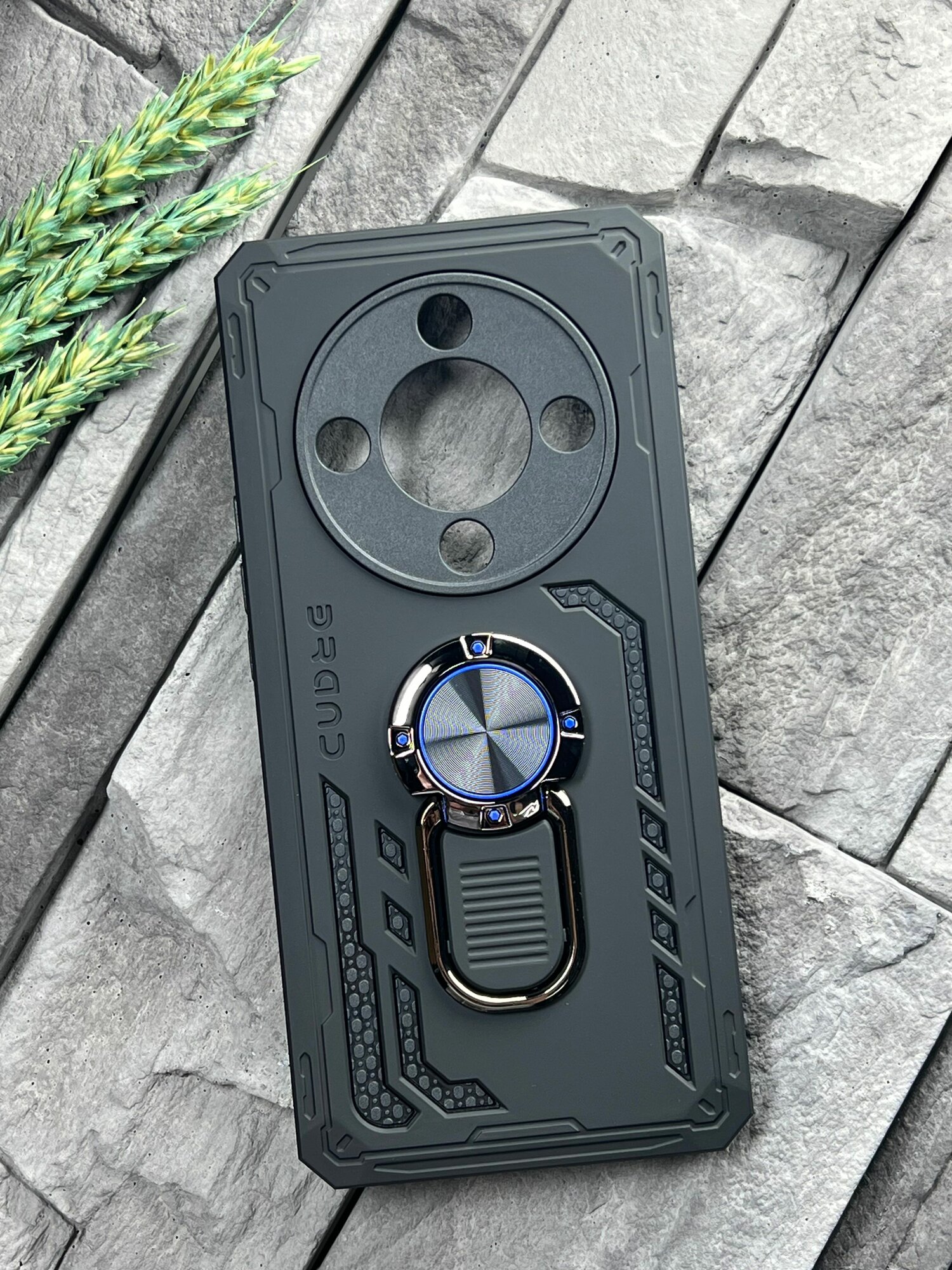 фото Чехол противоударный для Honor X9B ( Хонор Икс9б ) с функцией подставки , с кольцом-держателем, ударопрочный, усиленный , черный (1)