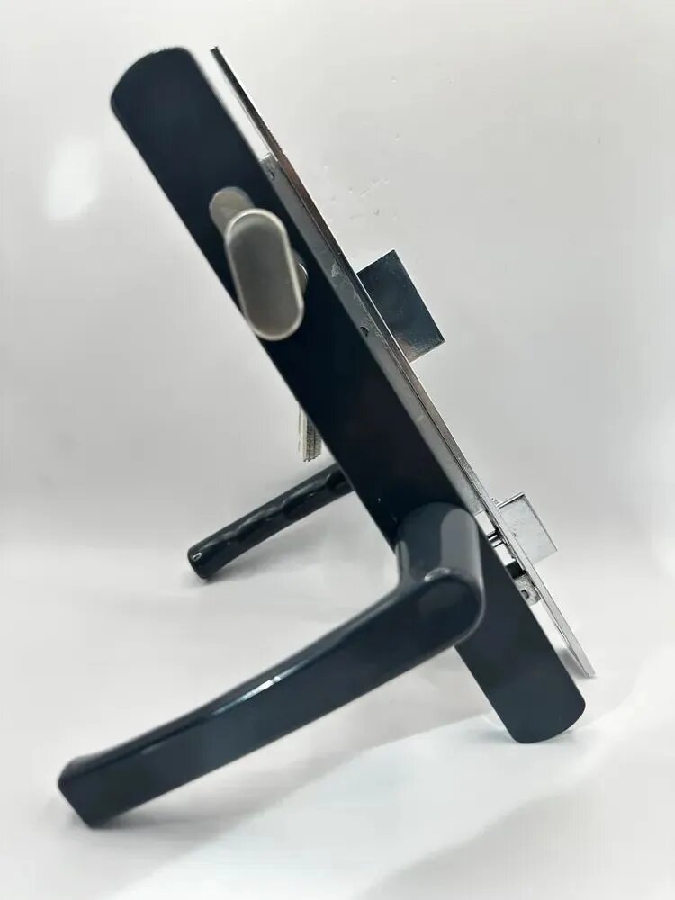 Комплект замка с ручкой DOMERE-VET для калитки (ключ-вертушка) RAL 7016(Антрацит).