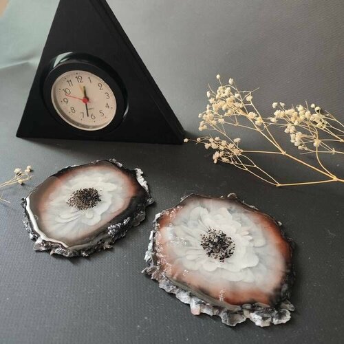 Комплект подстаканников Пыльная роза из эпоксидной смолы 1613₽