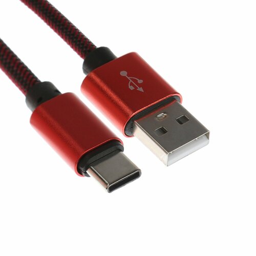 Кабель Type- C - USB 21 А оплётка нейлон 1 метр красный 343₽