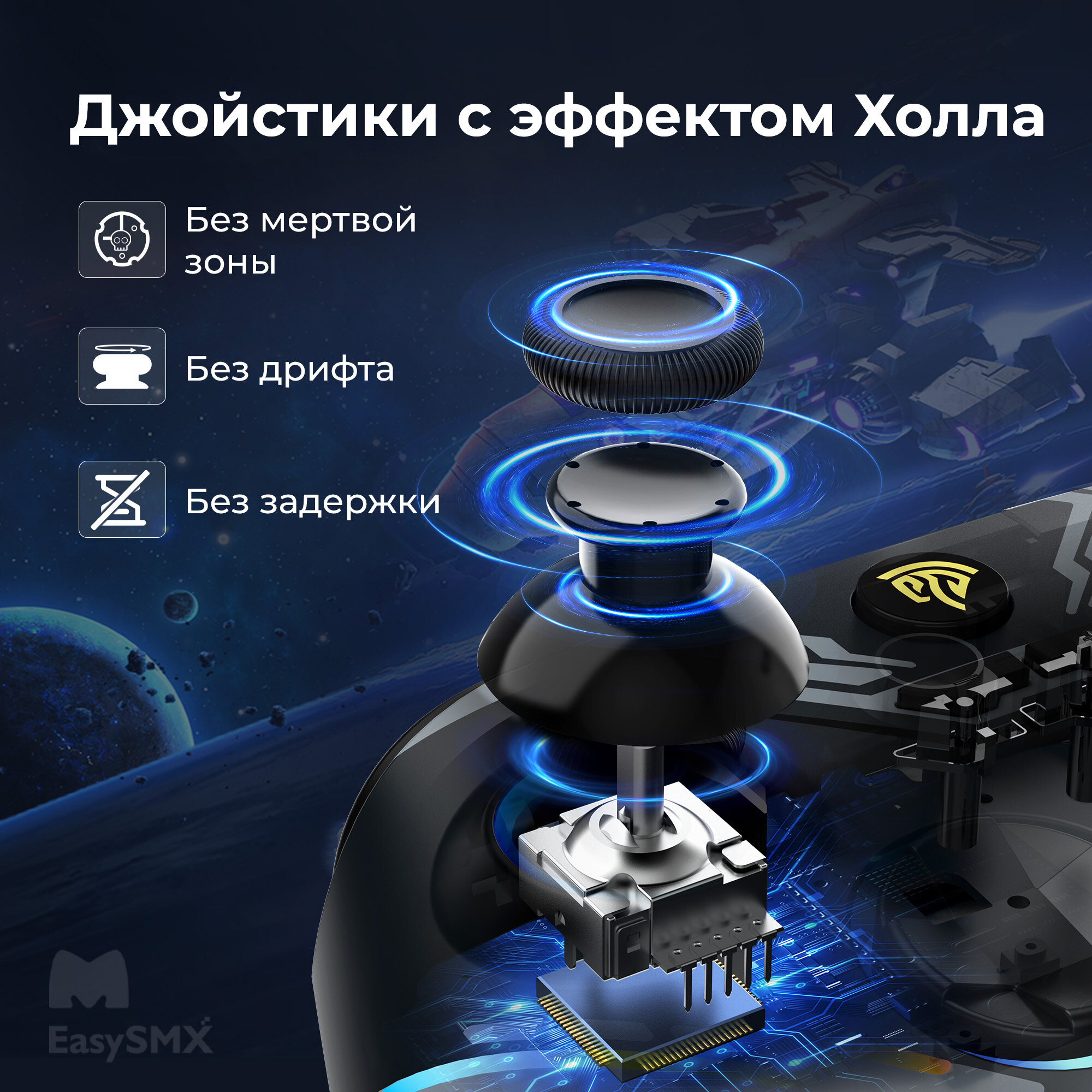 Беспроводной геймпад EasySMX X15 с RGB подсветкой / для ПК, Steam Deck, Смартфонов iOS + Android / датчики Холла на триггерах/стиках / цвет меха (VG-C449) — фото 1