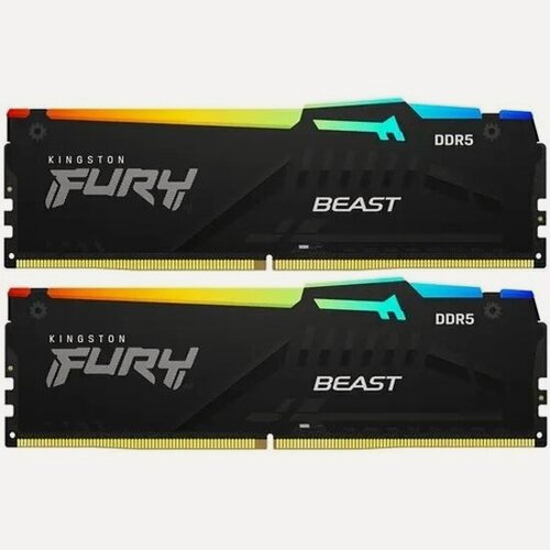 Изображение товара Оперативная память Kingston DDR5 16Gb (2x8Gb) 5600MHz pc-44800 FURY Beast RGB XMP CL40, 1.25V (KF556C40BBAK2-16)