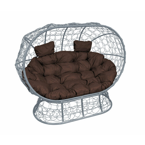 Диван M-group лежебока на подставке с ротангом серый коричневая подушка 28050₽