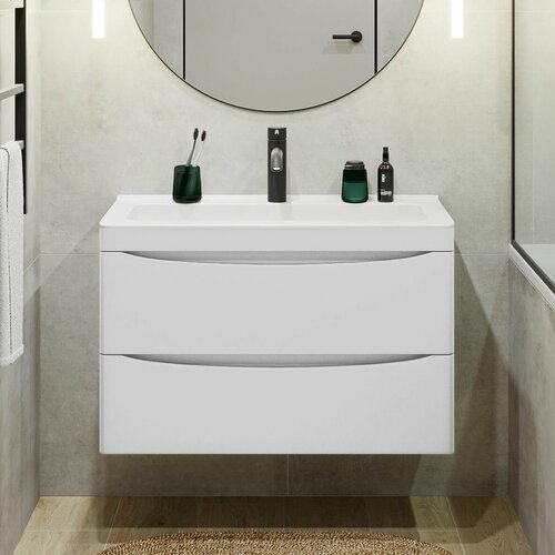 Тумба с раковиной Vivon Ostin 80 подвесная белая матовая