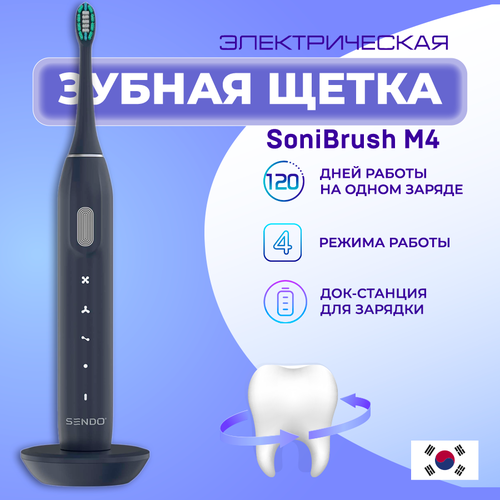 Ультразвуковая электрическая зубная щетка Sendo SoniBrush M4 - темно-синяя зубная щетка электрическая ультразвуковая 360 градусов 4 режима