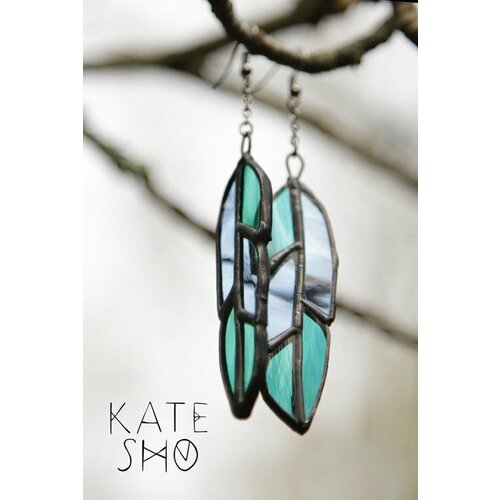 Серьги KATE SHO, стекло, зелeный